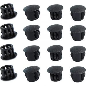 Largeight - 20 Pi&egrave;ces 13mm Bouchons en Plastique Rond, Cache Trou Meuble, Cache Trou Plastique, Noir, Bouchon de Trou de Percage pour Verrouillage