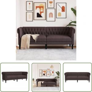 The Living Store - Canap&eacute; Chesterfield 3 places marron fonc&eacute; tissu - Canap&eacute; Chesterfield - Canap&eacute; 3 Places - Canap&eacute; Cuir - Canap&eacute; Design - Meubles