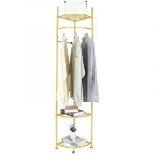 Unho - Porte Manteau suir Pieds d'Angle Portant à Vêtement en Métal Dore Penderie Solide Vestiaire d'Entrée pour Chambre Salon - 174x44.5cm