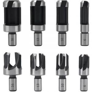 8 Pi&egrave;ces Fraise &agrave; Bouchonner Bois, M&egrave;che &agrave; Bouchon Bois 6 mm/10 mm/13 mm/16 mm, Acier Carbone Bois Plug Perceuse pour le Travail du Bois, Forets &agrave;