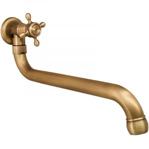 Robinet mural Antique &agrave; bec en S, robinet simple froid antigel en cuivre, lavabo de salle de bains, robinet d'&eacute;vier de cuisine, eau froide