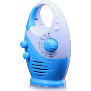 Radio de Douche &Eacute;tanche, Enceinte Portable AM/FM avec Volume R&eacute;glable, Poign&eacute;e Sup&eacute;rieure Suspendue, Mini Radio a Pile pour Salle de Bain, Cuisine,