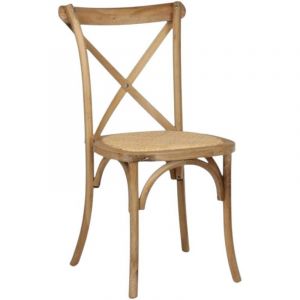 Chaise en bois à dossier croisé Naturelle Antique Retro Pub Pompei