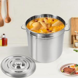 Bouilloire en acier inoxydable 50l, grand bol en acier inoxydable &Oslash;40cm, bouilloire avec couvercle, pot &agrave; lait pour la cuisson, disponible sur