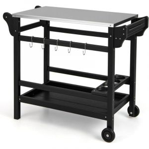 Chariot Extérieur pour Barbecue Goplus Desserte Plancha - Comptoir Acier Inoxydable, Poignée, Charge 115+35KG, 105x54x85 cm
