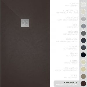 Soulbath - Receveur de Douche -R&eacute;sine -Gel Coat -Texture Lisse/Pierre -Antid&eacute;rapant -Couleur Chocolat - 60X60- Extra plat 3cm. Standard