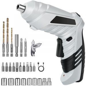 Perceuse Visseuse Sans Fil , Visseuse Devisseuse Excentrique , Visseuse Devisseuse 1300mAh 3.6V + 26 Accessoires , 2 Sens Rotation + Lampe LED ,