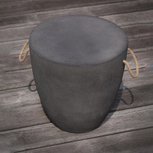 Joe Sayegh - babel - Tabouret en R&eacute;sine Finition B&eacute;ton - Gris Fonc&eacute; - Design Moderne, Robuste et Polyvalent pour Int&eacute;rieur ou Ext&eacute;rieur