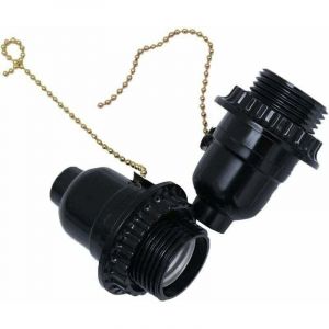 2pcs e27 douilles de lumière douille de lampe base adaptateur prise de courant interrupteur à tirette (noir)