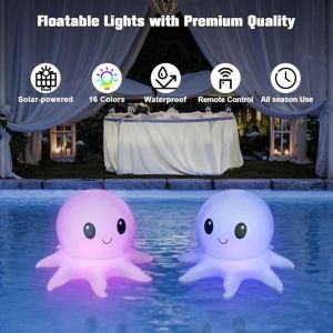 Dpzo - Lampe Solaire Flottante Pour Piscine, Pieuvre Gonflable T&eacute;L&eacute;Command&eacute;E, 16 Couleurs Wrgb, 4 Modes, &eacute;Tanch&eacute;It&eacute; Ip68, Halloween, 1 Paquet