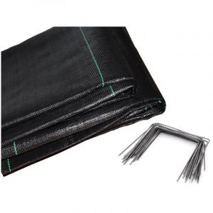 Maillestore - Kit : Toile de paillage 130g/m&sup2; noir + agrafes 130g/m&sup2; 2.10m x 100m Noir