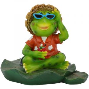 Statue de grenouille flottante mignonne sculpture de grenouille en résine ornement de jardin pour décoration d'étang extérieur