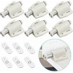 6 PCS Loqueteau Magn&eacute;tique &agrave; Pression Loquet Aimant&eacute; en Plastique Loquet Magn&eacute;tique &agrave; Fermeture Douce pour Porte Cabinet Tiroir Placard Coulissante