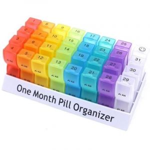 Pilulier Mensuel 2 Fois par Jour, Pilulier de 31 Jours Petits Compartiments pour Ranger les Vitamines e