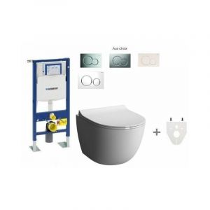 Pack Wc suspendu Geberit sans bride Plaque de commande geberit: Sigma01 blanc