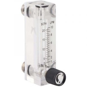 D&eacute;bitm&egrave;tre de gaz, d&eacute;bitm&egrave;tre LZM-6T, 1 &agrave; 10 l/min, 1/4" M18 x 1,5, plaque en plexiglas acrylique r&eacute;glable avec vanne de r&eacute;gulation pour