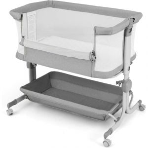 Goplus - Berceau Cododo, Lit Bebe Pliable 3 en 1 avec 6 Hauteur R&eacute;glable, 3&deg;- 8&deg; Angle d'Inclinaison, Berceau B&eacute;b&eacute; &Eacute;volutif avec Rangement, Sac de