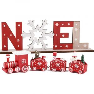 Train de Noël en Bois Lettre en Bois Ornement Bois Decoration Noël Table de Noël Boule de Noël Lettre Noël Cadeau Jouets Fenêtres Vitre Décoration