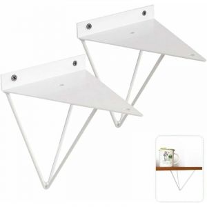 Vintage Triangle Support 2PCS Or/Blanc/Noir Support d'&eacute;tag&egrave;re M&eacute;tal Mural D&eacute;coratif en Fer Forg&eacute; Support d'&eacute;tag&egrave;re pour Salle de Bain, Cuisine,