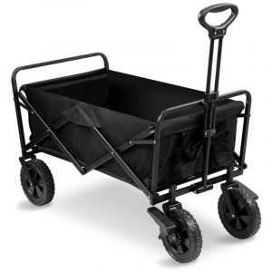 Vingo - swanew Chariot de Jardin Pliable avec 4 Roues Transport Charge 100Kg Chariot Pliant de Plage Chariot à Main de Transport Noir