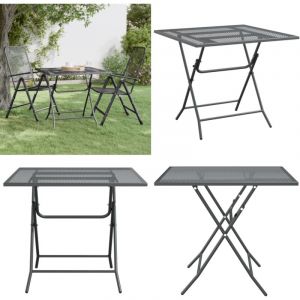 Table de jardin 80x80x72 cm Maille métallique Anthracite - Table De Jardin - Table D'extérieur - Table Carrée - Meubles De Jardin - Mobilier De