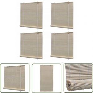 Devenirriche - The Living Store Stores &agrave; rouleau Bambou naturel 4 pcs 120x160 cm - Stores V&eacute;nitiens - Stores En Bois - D&eacute;coration Int&eacute;rieure