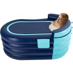Gojoy - Baignoire gonflable pour adulte, Baignoire épaisse avec pompe à air électrique, Baignoire pliable pour adultes de moins de 1,8 m (bleu)