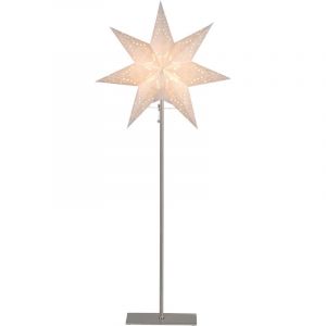 Best Season - Star Trading Poinsettia Sensy lampadaire de Star Trading, étoile de Noël en papier 3D en blanc avec pied en métal, lampadaire étoile