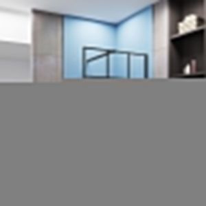 Paroi de douche à l'italienne sérigraphie brique 80x200cm installé avec une barre de fixation noir 73-120cm extensible,livré avec étagère de douche