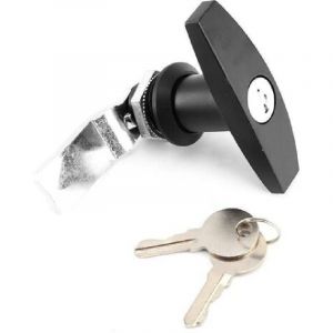 Serrure de porte de garage de boîte à outils de serrure de poignée en T de fixation arrière avec des clés pour l'auvent de caravane de remorque (noir)