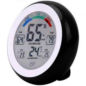 Thermom&egrave;tre Hygrom&egrave;tre &eacute;lectronique sans Fil Pour Int&eacute;rieur et Ext&eacute;rieur,&eacute;cran Tactile Rond Avec &eacute;cran LCD,Testeur de Station M&eacute;t&eacute;o,UD02 Noir