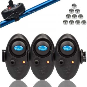 Alarme de Touche de la Canne &agrave; P&ecirc;che D&eacute;tecteur Electronique Sensible Sondeur Son d'Alarme R&eacute;glable avec Indicateur LED pour P&ecirc;che Nuit Maritime