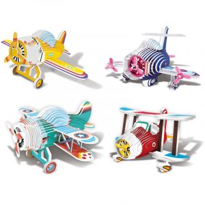 Maquette 3D d'un biplan en carton - Kit de montage biplan &agrave; monter soi-m&ecirc;me