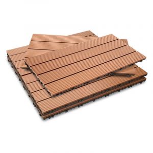 Swanew - Dalle de terrasse Dalles clipsables en bois 6 pièces Revêtement Carrelage 60 x 30 pour jardin terrasse, Marron