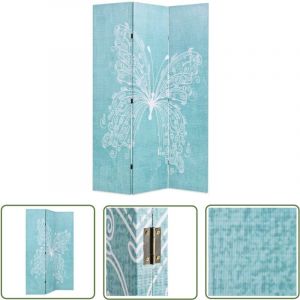 The Living Store - Cloison de s&eacute;paration pliable 120 x 170 cm Papillon Bleu - Cloison De S&eacute;paration - Paravent - &Eacute;cran De Dressing - D&eacute;coration