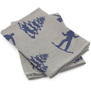 Lot de 2 torchons de cuisine toile coton ski 50x70 cm