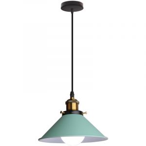 E27 Lustre Suspension Vintage Industriel Luminaire Plafonnier Intérieur Lampe à Suspension Réglable Ø22CM Vert - 1Pcs