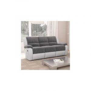 M&s - Canapé de relaxation électrique 3 places gris et pu blanc - valia