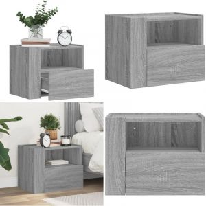 Table de chevet murale sonoma gris 45x30x35 cm - Table De Chevet Murale - Meuble De Chambre - Armoire Suspendue - Rangement Mural - Table De Nuit