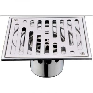 Siphon de sol en acier inoxydable, anti-odeurs, carr&eacute;, bonde de salle de bain, siphon de douche de gros calibre, 150 x 150 mm