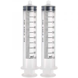 2PCS 100ml Plastique Seringue, en Plastique R&eacute;utilisable Seringue a Huile Seringue D'alimentation pour Vider les Bocaux de Liquide