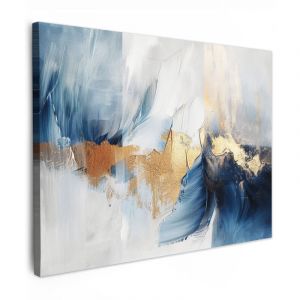 TABLEAU SUR TOILE Or - Bleu - Aquarelle - Art - Moderne Tableau D&eacute;coration Murale Salon Tableaux muraux 80x60 cm