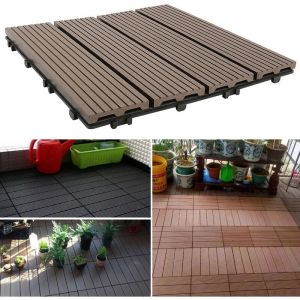 Wyctin - Hofuton Lot de 11 Dalles Clipsables 30 x 30 cm - Terrasse Bois Composite - 1m² - Brun