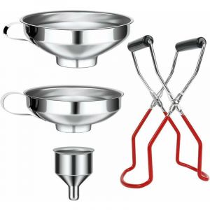 Entonnoir en Acier Inoxydable, 4 Pcs Entonnoir de Cuisine avec Pince &Agrave; Bocal de Conservation, INOX Entonnoir &agrave; Confiture Pinces Bocaux pour Bocaux &agrave;