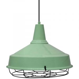 Suspension Luminaire Asletl Industrielle en M&eacute;tal Vert Menthe Peint &agrave; la Main &ndash; Lustre Vintage E27 &Oslash;40 cm pour Salon, Chambre ou Salle &agrave; Manger