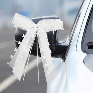 30 Pi&egrave;ces Noeud Voiture Mariage Blanc D&eacute;coration de Voiture de Mariage De Mariage N&oelig;uds pour Satin Ruban Voiture Mariage pour Mariage Voiture
