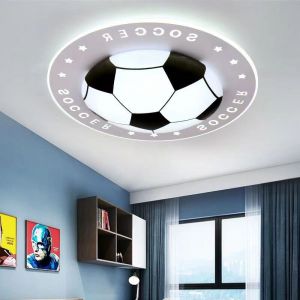 AUTRUCKER Plafonnier LED moderne et cr&eacute;atif en forme de ballon de football, &eacute;clairage d&eacute;coratif pour chambre, noir et blanc, 42 cm, lumi&egrave;re blanche