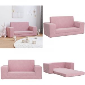 Canap&eacute;-lit pour enfants 2 places rose peluche douce - Canap&eacute; Lit Enfant - Canap&eacute; B&eacute;b&eacute; - Mobilier Enfant - Meubles Chambre Enfant - Fauteuil Enfant