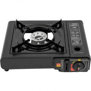 R&eacute;chaud &agrave; gaz 1 feu pour camping, 2500 W, Barbecue d'ext&eacute;rieur au charbon de bois Pour repas de famille, camping, f&ecirc;tes, r&eacute;unions, Noir