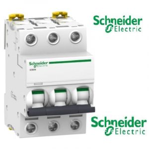 Schneider &ndash; Disjoncteur unipolaire 16A &ndash; 3 p&ocirc;les &ndash; Courbe D &ndash; Pouvoir de coupure 10 kA &ndash; Installation sur rail DIN - Acti9